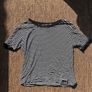 Medium sized black and white striped shirt